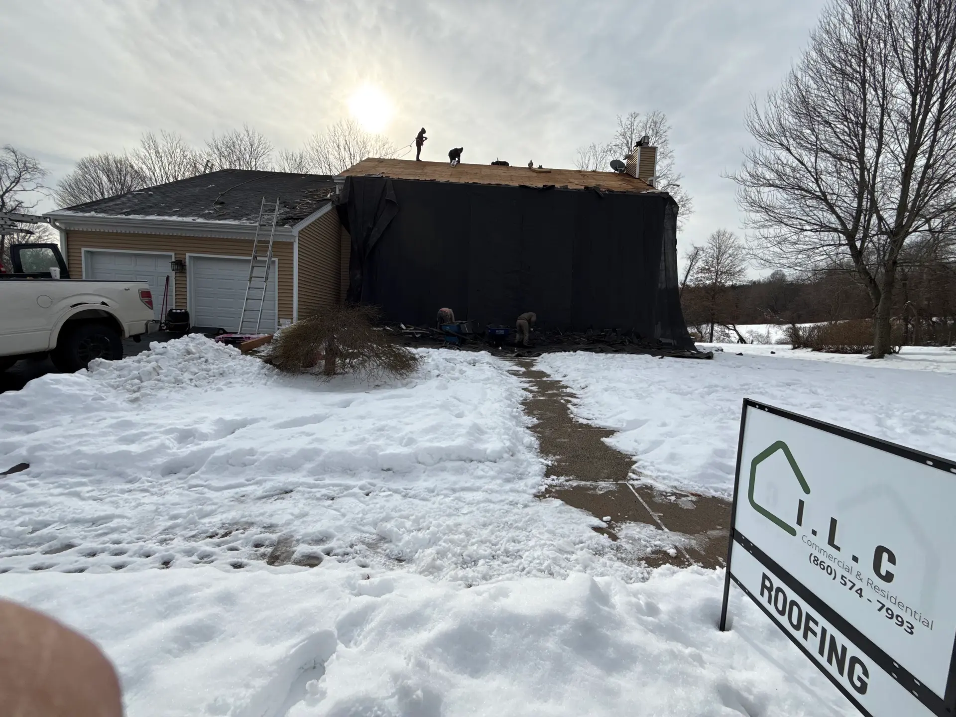Residential roof tear-off and full replacement by Ibarra Landscape & Construction